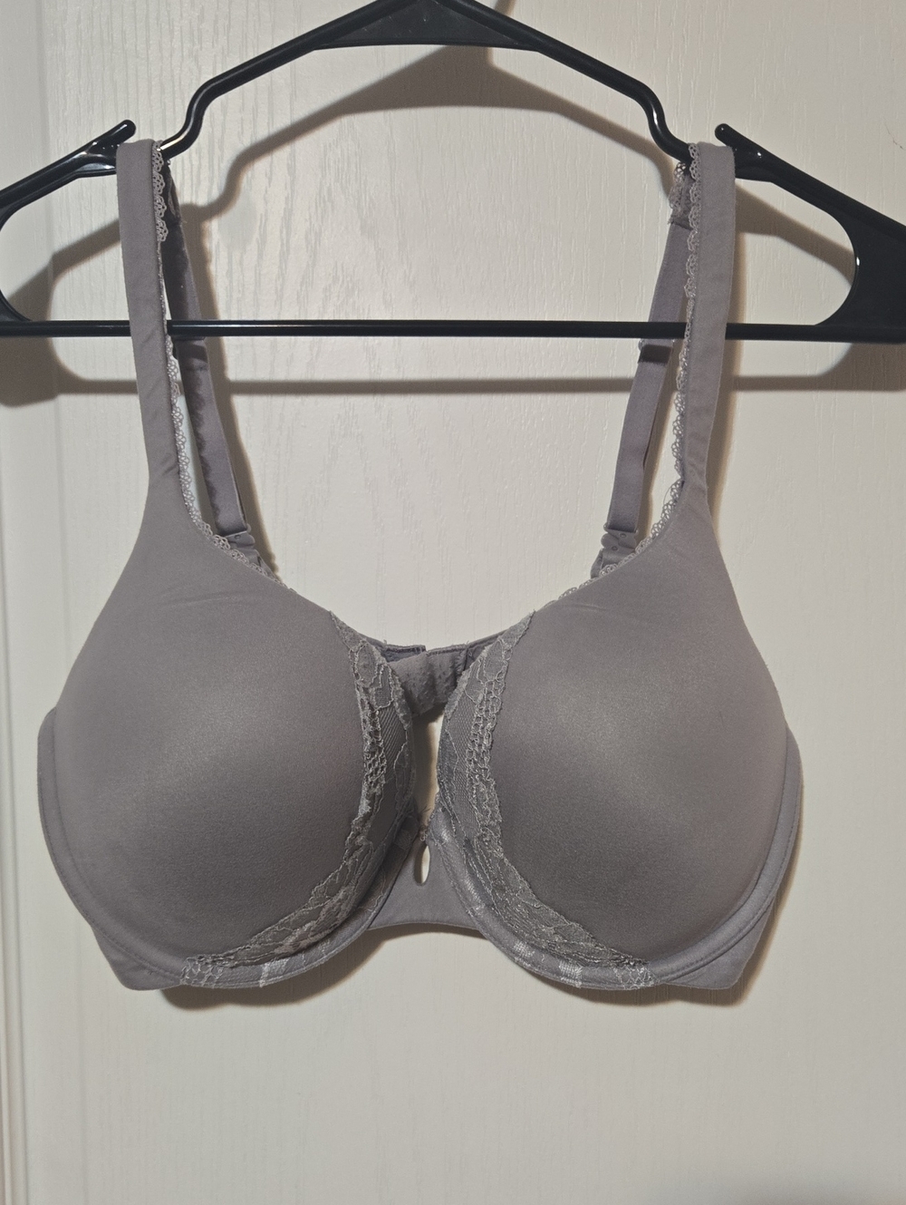 Victoria's Secret Smooth Lace-Trim Bra - Gray